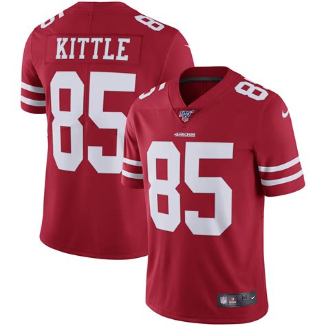 Men's Nike George Kittle Scarlet San Francisco 49ers 100th Season Vapor Limited Jersey