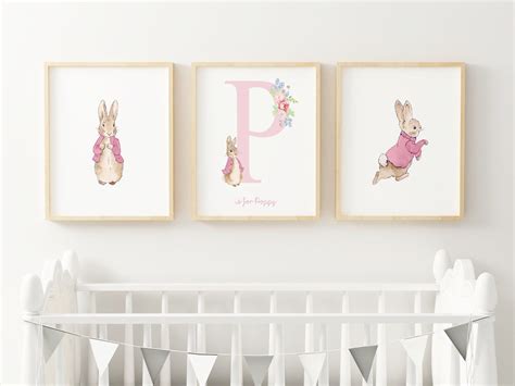 Set Of 3 Personalised Peter Rabbit and Flopsy Prints | Etsy | Peter rabbit nursery, Rabbit ...