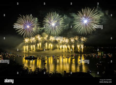 Isola Comacina fireworks, Ossuccio, Como Lake, Lombardy, Italy Stock ...