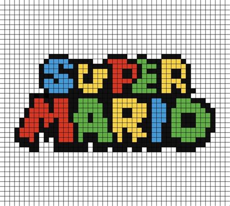 Super Mario Logo (cover) Pixel Art | Pixel art pattern, Pixel art, Pixel art design