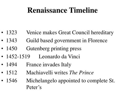 PPT - Renaissance Timeline PowerPoint Presentation, free download - ID ...