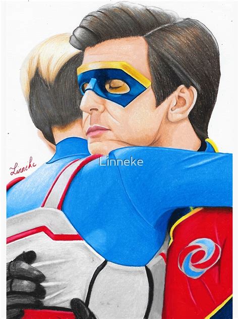 "Captain Man and Kid Danger - Hug Traditional" Metal Print by Linneke | Redbubble