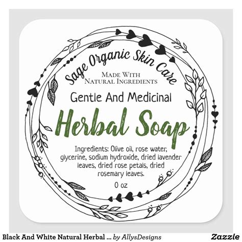 Black And White Natural Herbal Soap Product Labels | Zazzle.com in 2021 | Soap labels, Create ...