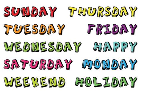 Days Of The Week Kids Vector Art, Icons, and Graphics for Free Download