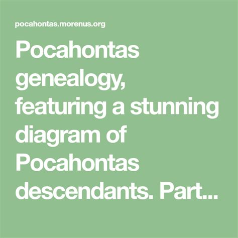 Pocahontas genealogy, featuring a stunning diagram of Pocahontas descendants. Part of David ...