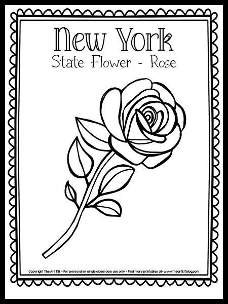 Free Printable New York State Flower Coloring Page, Rose | Kleine ...