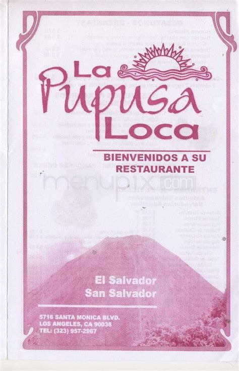 Menu of La Pupusa Loca in Los Angeles, CA 90038