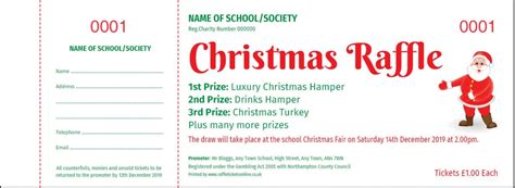 Christmas Raffle Tickets – Happy Santa Colour - Raffle Tickets Online