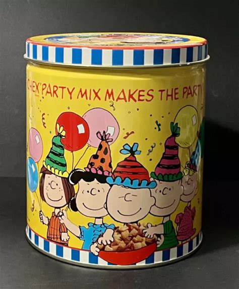 CHEX PARTY MIX with Peanuts Gang 40 Years of Tradition Tin 1990 Clean $12.99 - PicClick