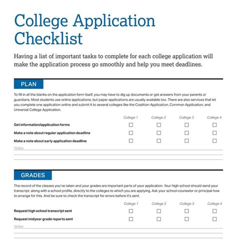 36+ Free Printable College Checklist Templates - PDF, Word » American Templates