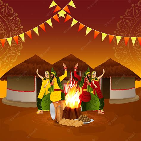 Premium Vector | Happy lohri greeting card