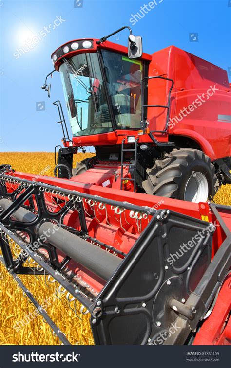 Combine Harvester On Wheat Field Blue Stock Photo 87861109 | Shutterstock