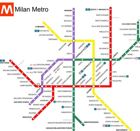 Milan metro station map - Milan italy train station map (Lombardy - Italy)