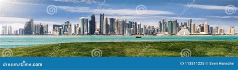 Panorama of the Skyline of Doha during a Sunny Day Stock Image - Image of hill, east: 113811225