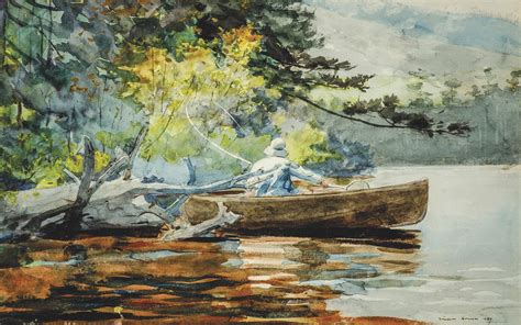 Winslow Homer - A Good One, Adirondacks (1889) - Category:Watercolor paintings by Winslow Homer ...