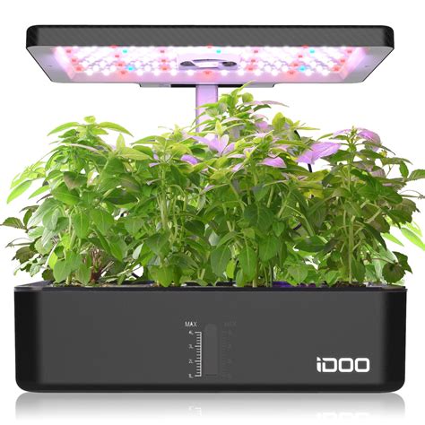 iDOO 12Pods Indoor Herb Garden Kit, Hydroponics Growing System with LED Grow Light, Smart Garden ...