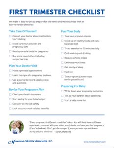 First Trimester Checklist