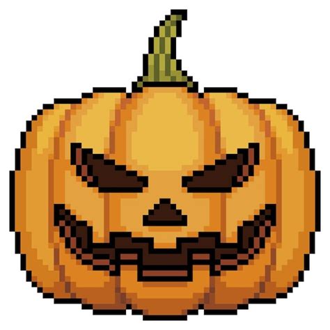 Premium Vector | Pixel art halloween pumpkin icon for 8bit game on ...