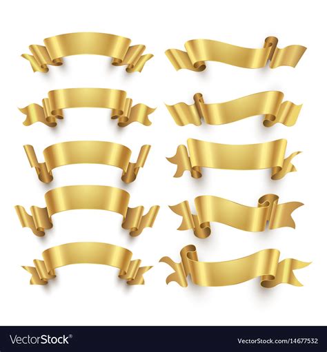 Golden ribbons and gold award banners set Vector Image