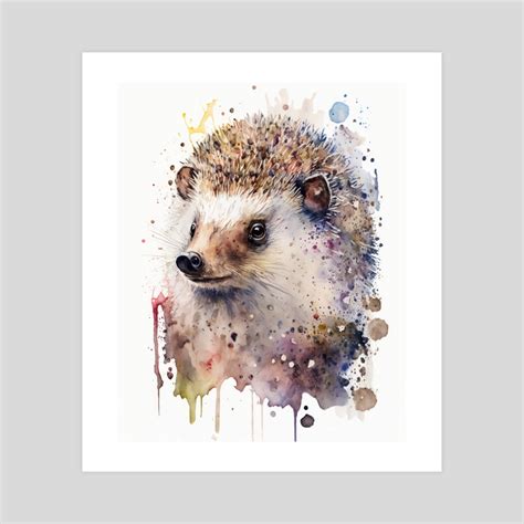 Hedgehog Watercolor Art, an art print by Oussama BENNANI - INPRNT