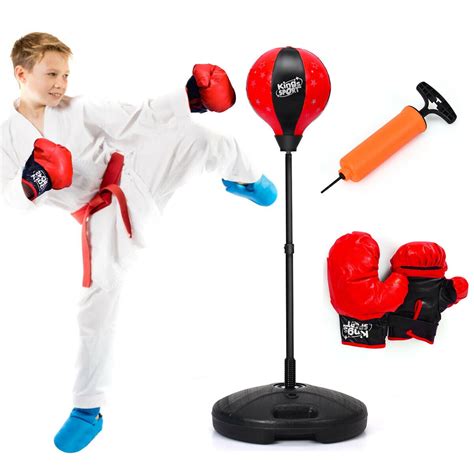 Kids Punching Bag Toy Set Adjustable Stand Boxing Glove Speed Ball w ...