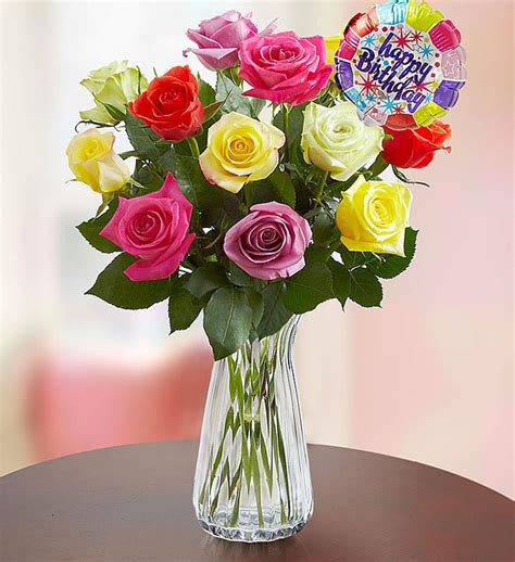 Happy Birthday Assorted Roses, 12-24 Stems | 1800Flowers.com - 100551