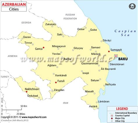 Azerbaijan Cities Map, Cities in Azerbaijan