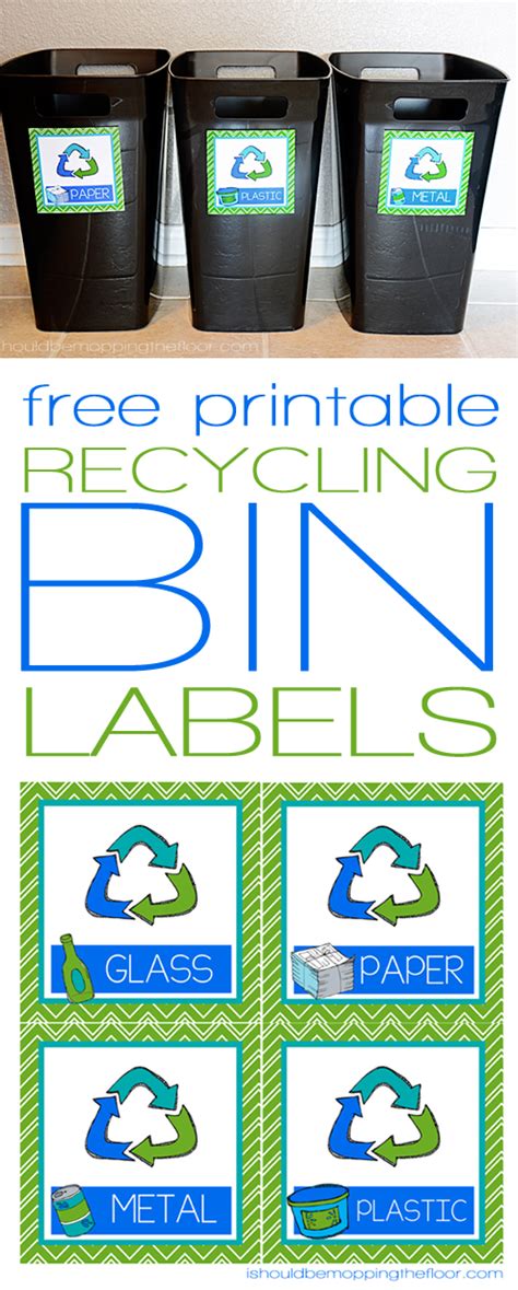 Free Printable Recycling Bin Labels | PAPER, PLASTIC, METAL, & GLASS
