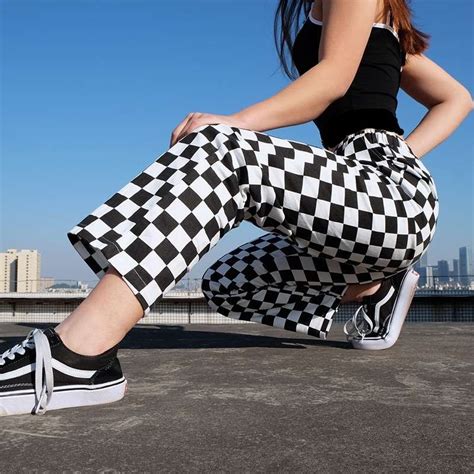 Buy Black & White Checkered Pants - Grunge Clothing Store