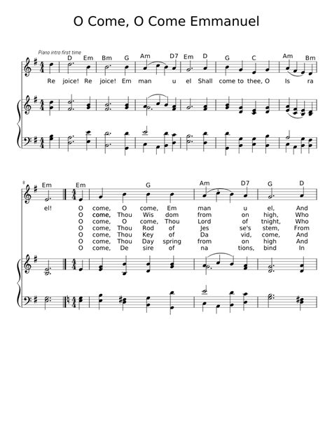 O Come, O Come Emmanuel Sheet music for Piano, Vocals (Mixed Trio ...