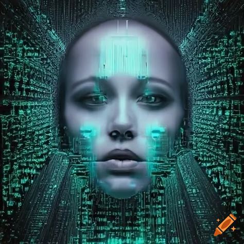 Futuristic ai face illustration on Craiyon