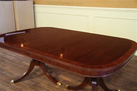 Formal double pedestal mahogany dining table with 2 leaves and American ...
