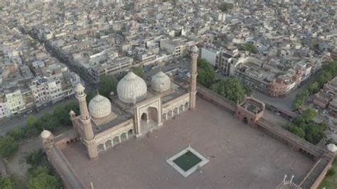 Aerial Shot Jama Masjid Chandni Chowk Stock Footage Video (100% Royalty ...