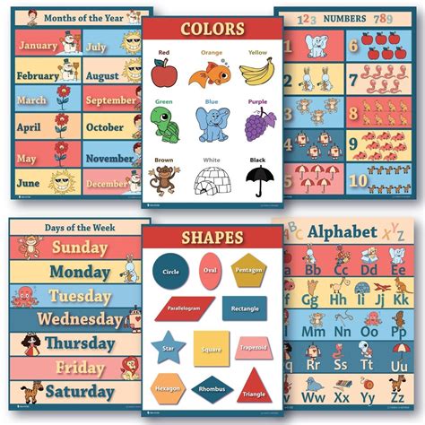 Educational Posters 6 Pack Preschool Classroom – Young N' Refined