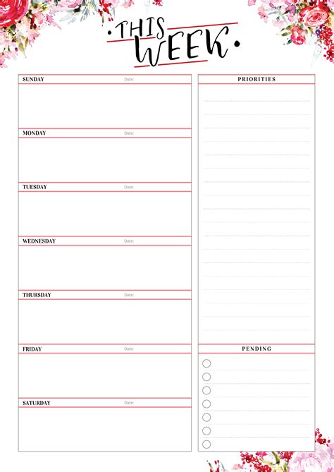 Printable Weekly Planner with Priorities PDF Download | Weekly planner free, Free weekly planner ...