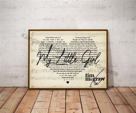 My Little Girl Lyrics Digital File Song Lyrics PNG Love | Etsy