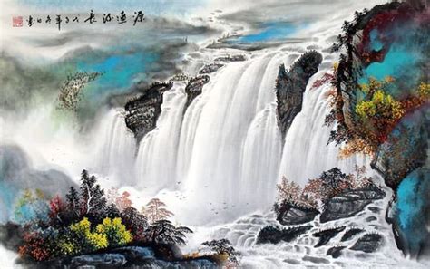 Chinese Waterfall Painting 1107013, 69cm x 138cm(27〃 x 54〃)