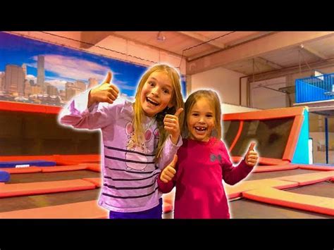 Amelia, Avelina and Akim having a fun adventure vlog in a trampoline ...