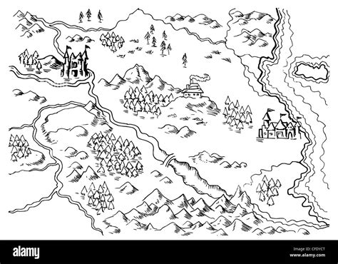 Illustration drawing map fantasy land hi-res stock photography and images - Alamy