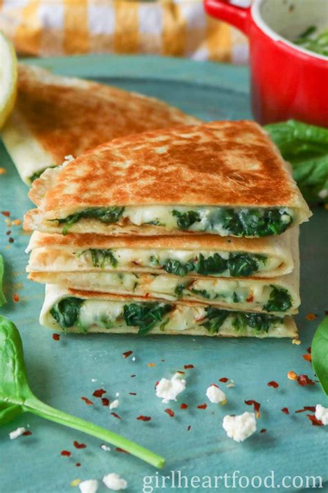 Cheesy Spinach Quesadillas | Girl Heart Food®