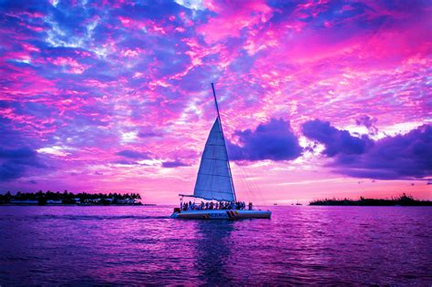 pink, Boats, Clouds, Ocean, Sailing, Sea, Ship, Sky, Watercrafts, Trips ...