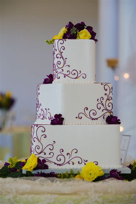 Purple and Yellow Wedding Cake