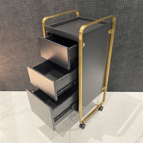 The Sapphire Salon Trolley - Charcoal Black & Gold by SEC | Salon Equipment Centre