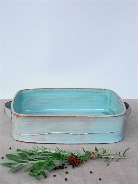 large baking dish ceramic baking dish turquoise by FreshPottery