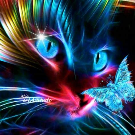 Le chat | Neon cat, Cute animal drawings, Cat art