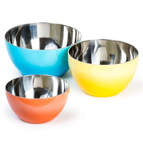 Stainless Steel German Mixing Bowl Set Multi Color - 3 Nested Bowls - Walmart.com