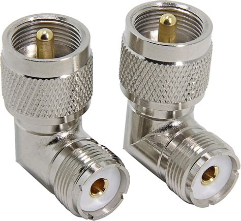 PL259 Right Angle, 2-Pack RFAdapter UHF Male to Female RF Coax ...