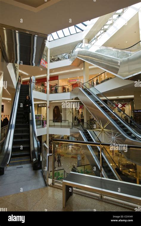 Varna Mall, shopping center, interior and moving staircase, Black sea ...