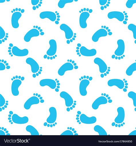 Seamless pattern with baby boy blue footprints Vector Image