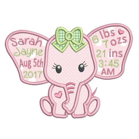 Baby birth announcement -template machine embroidery design featuring a ...